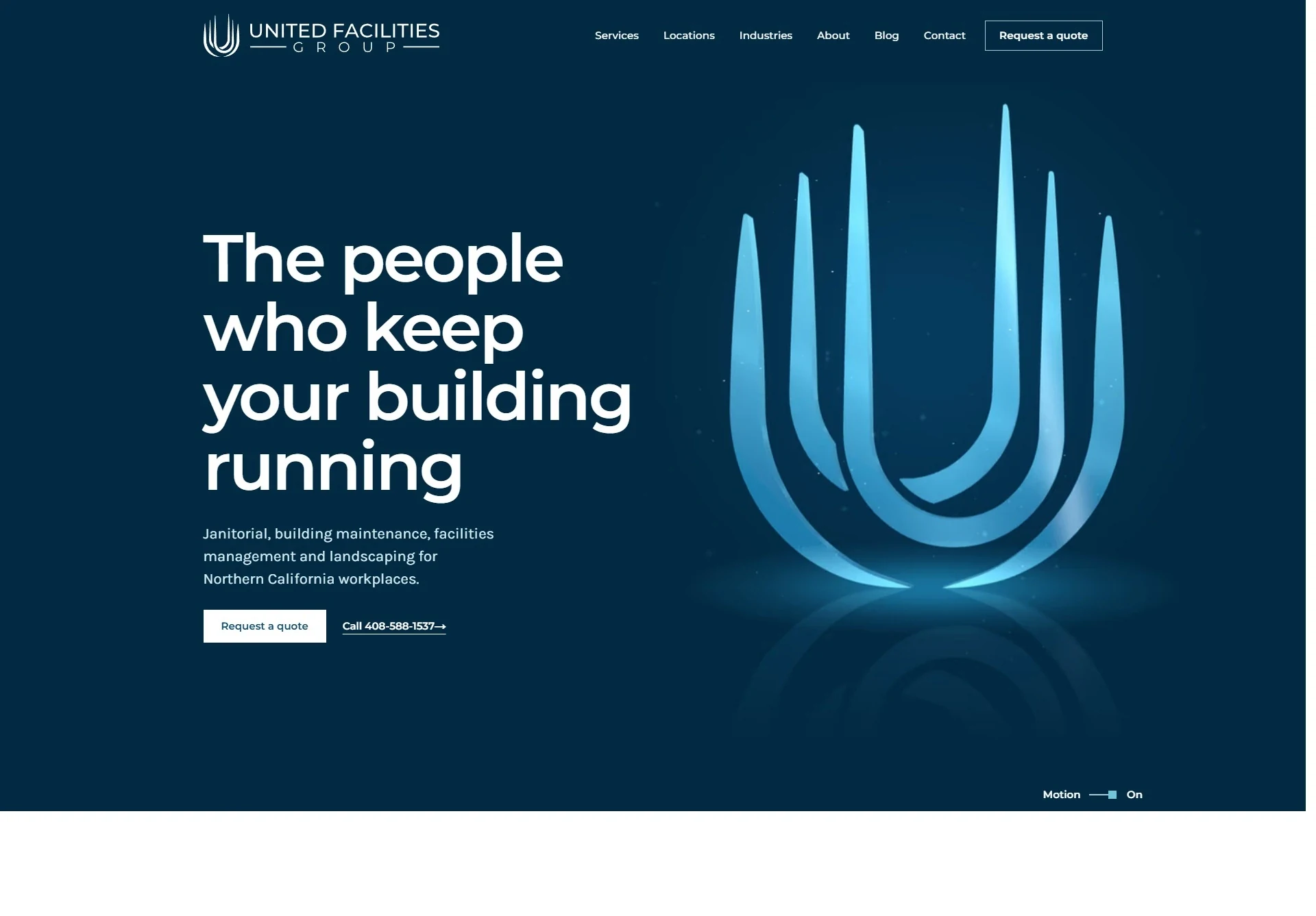 UFG Works website after the Brandcore rebuild with clear calls to action